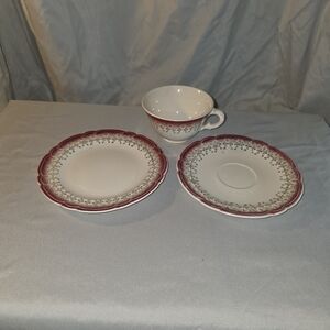 Elegant Red and White Dinnerware Set